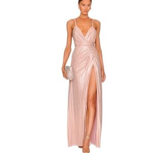 Retrofête • Yesi Dusty Pink Shimmer Maxi Gown